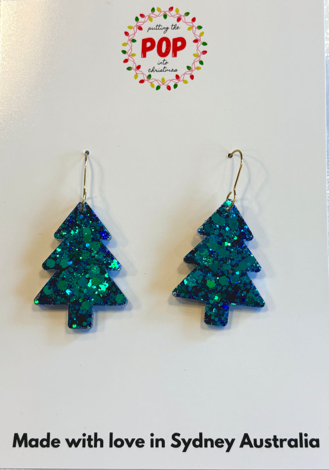 Blue/Green Colourshift Glitter Christmas Tree hook