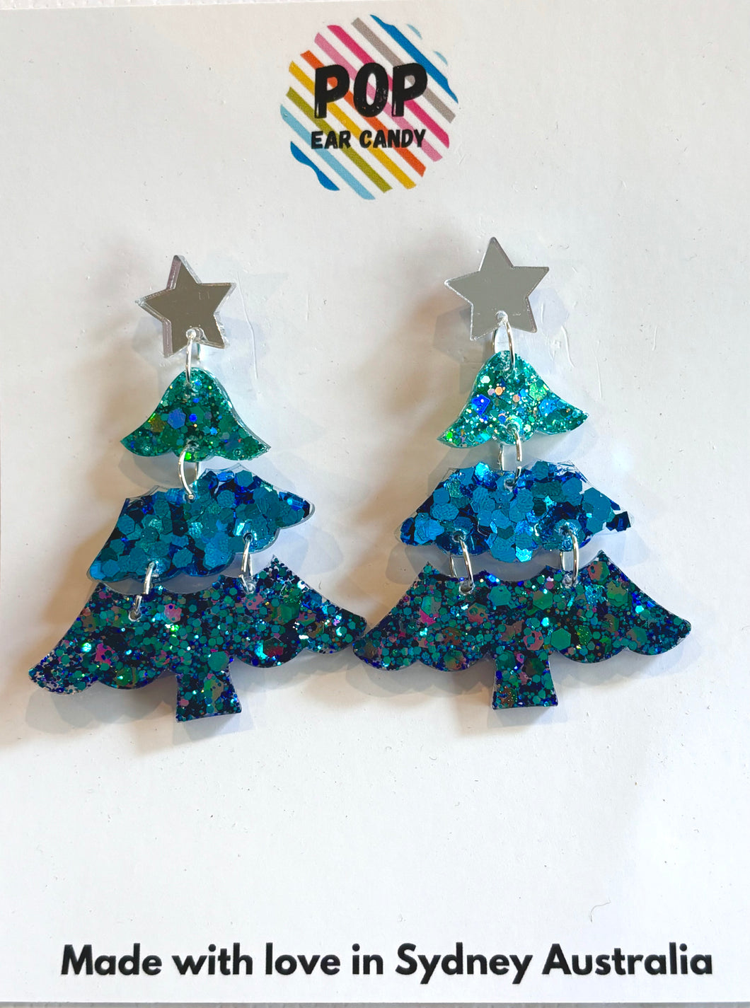 Blue Ombré Multi-tiered Frilly Christmas  dangles