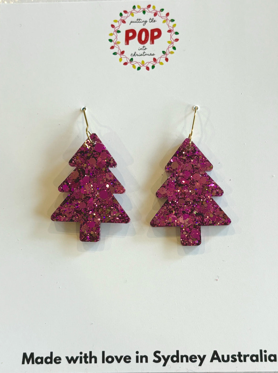 Gold Pink Glitter Christmas Tree hook