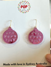 Load image into Gallery viewer, Christmas Bauble mirror pink dangles
