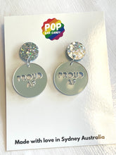 Load image into Gallery viewer, Disco Silver Proud AF glitter top circle dangles
