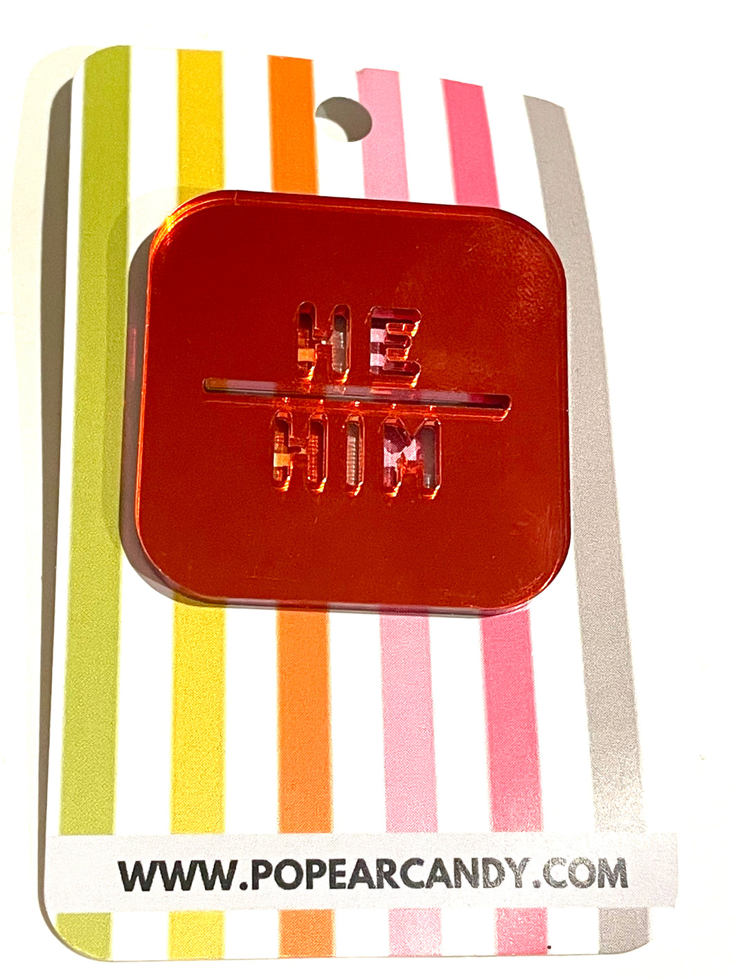 He/Him pronoun pin Red